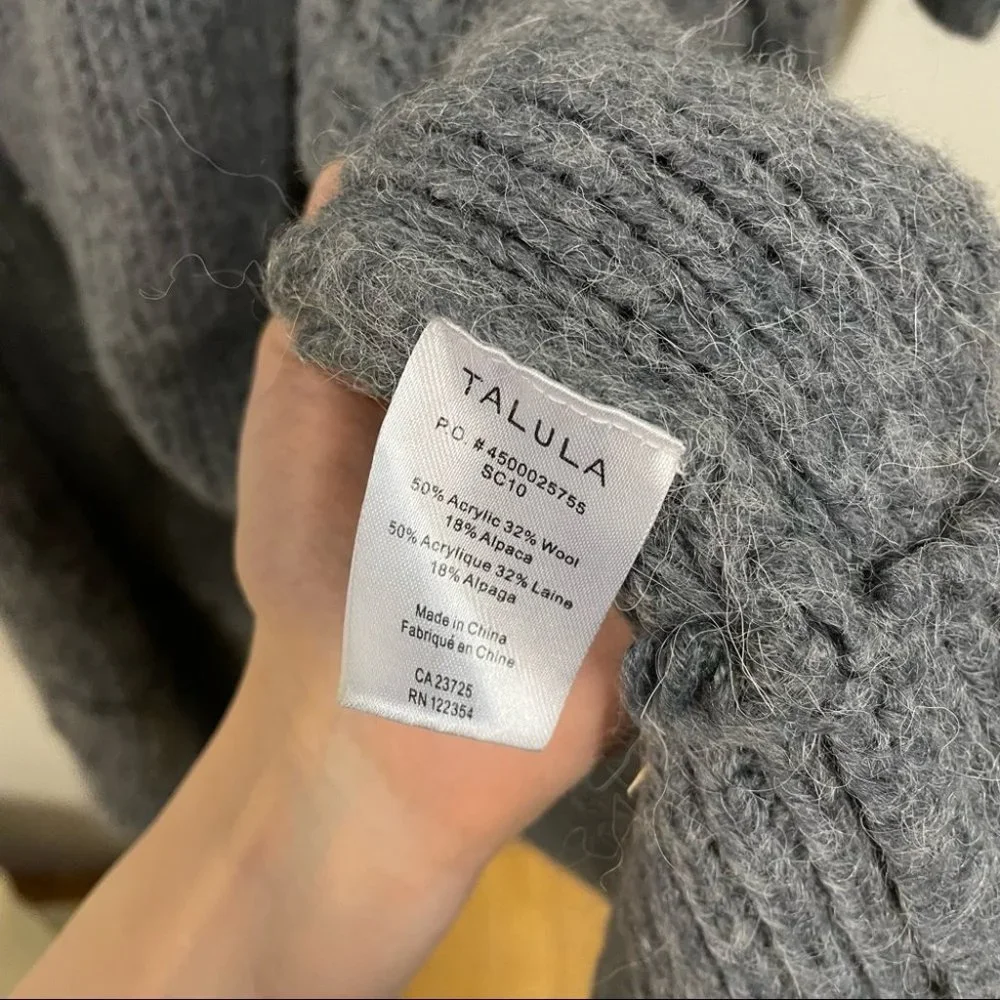 Aritzia Talula Open Front Cardigan Long Length Wool Blend Grey - Picture 5 of 8